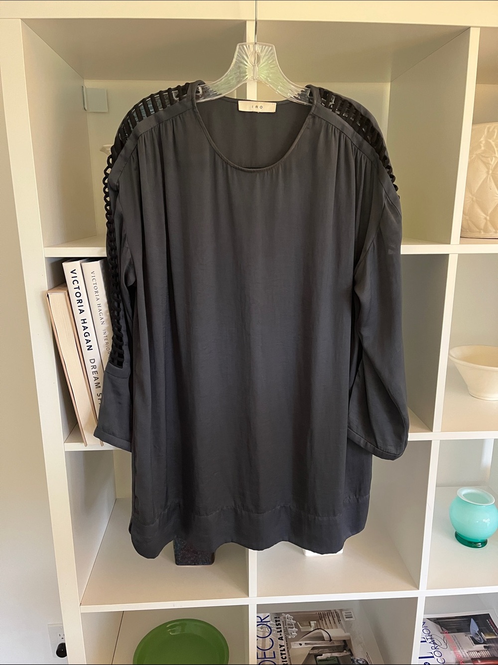 IRO Black Crochet-Trim Long Sleeve Tunic